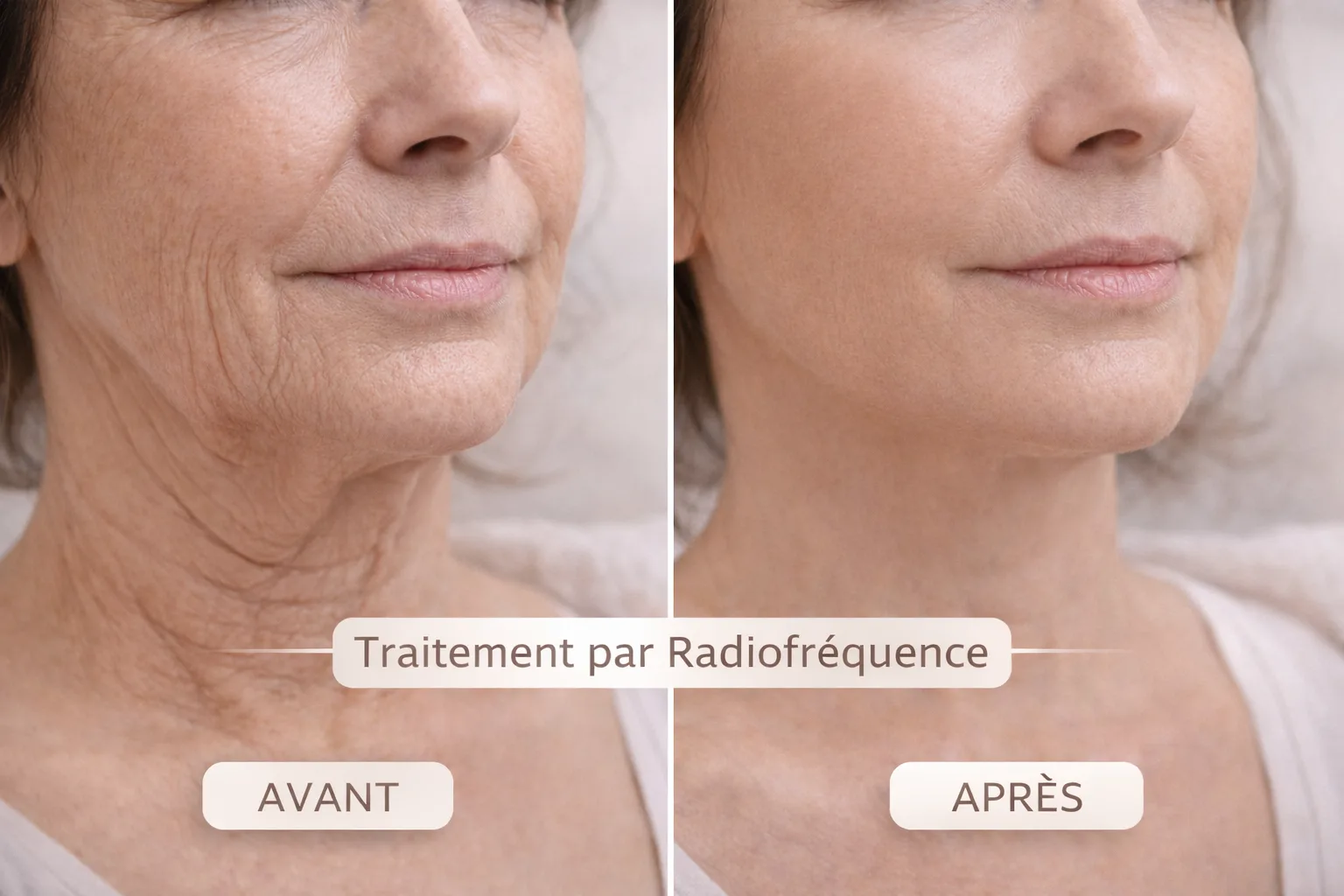 Avant et après un traitement par radiofréquence